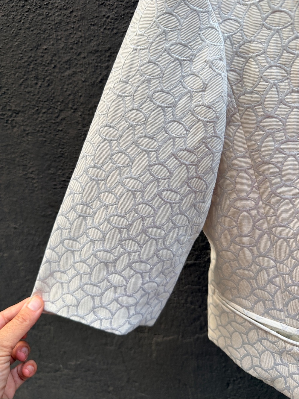 Club Monaco Ivory Textured Metallic Cropped Zip Blazer - Picture 5 of 9